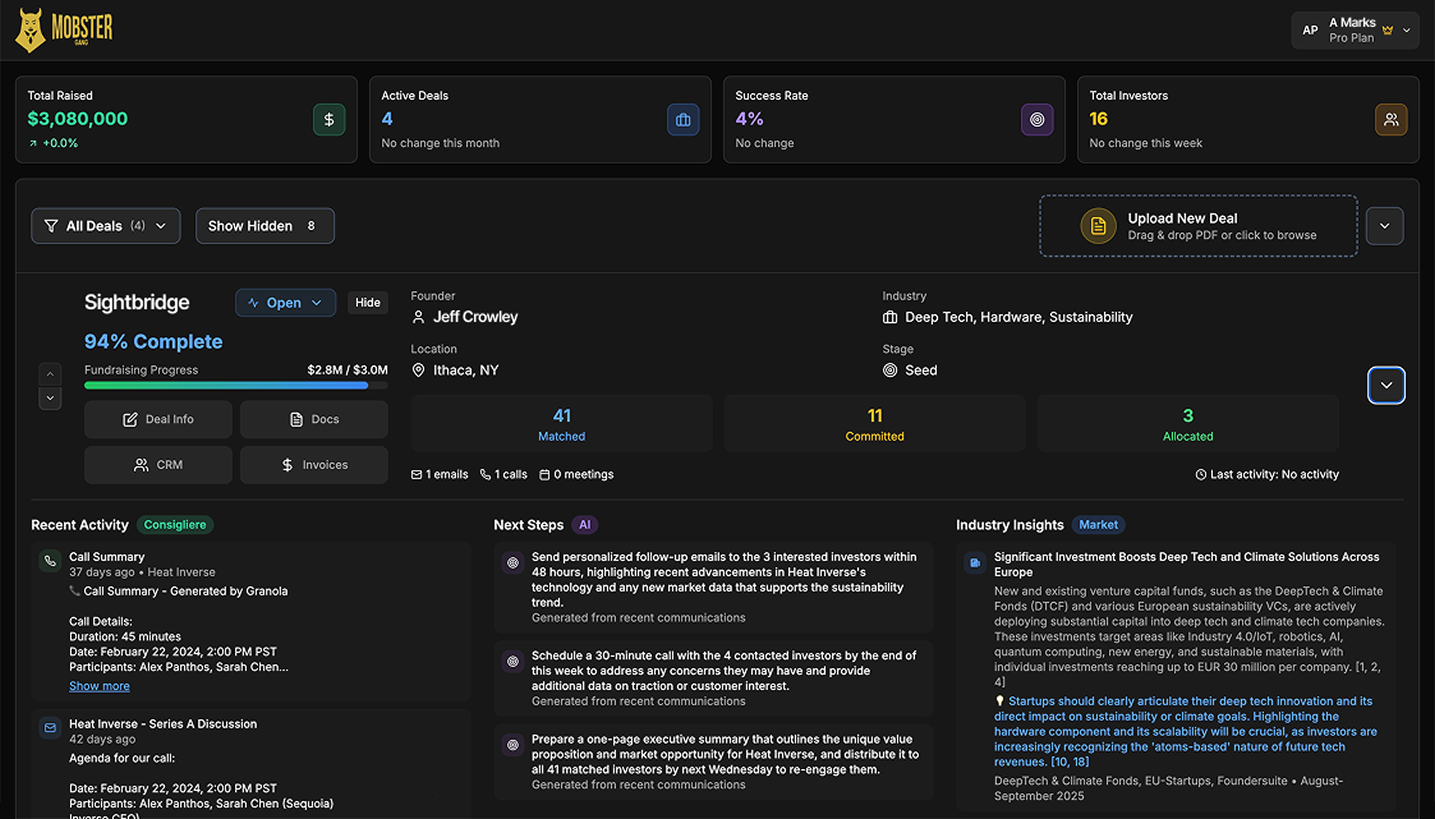 MobsterGang Pro Dashboard